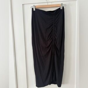NWT PART TWO | Black viscose blend Ruched Skirt with tie and elastic waist XS